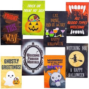 SCS Direct Halloween Garden Flags Value Pack w Lawn Poles- (8 Different ...