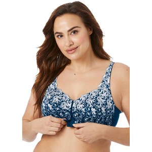 Amoureuse Women's Plus Size Scroll Embroidered Wireless Front-Close Bra - 1 of 4