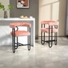 PAGED Premium PU Accent Chair Set with Sturdy Metal Frame & Back Support, 2-Piece Comfortable Stool Set for Living Room, Study, Light Brown - 4 of 4