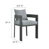 Modway  Tahoe Outdoor Patio Powder-Coated Aluminum Fabric Dining Chair in Gray Gray - Patio Metal Dining Chair with Cushions - Accent Armchair - 3 of 4