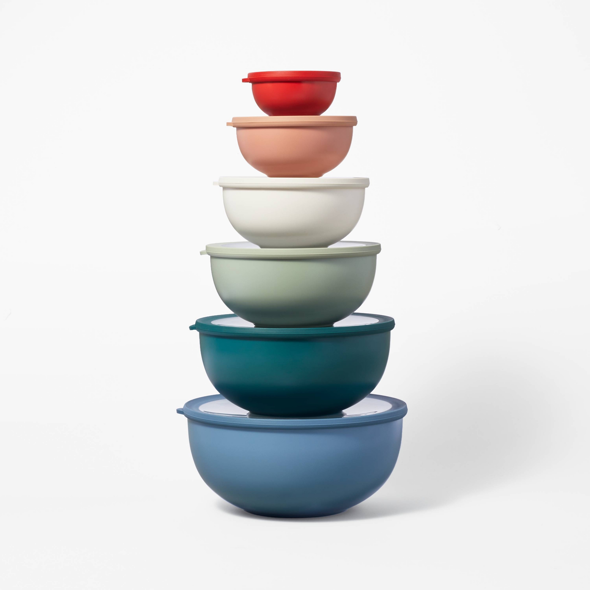 12pc (set of 6) Plastic Mixing Bowl Set with Lids - Figmint™