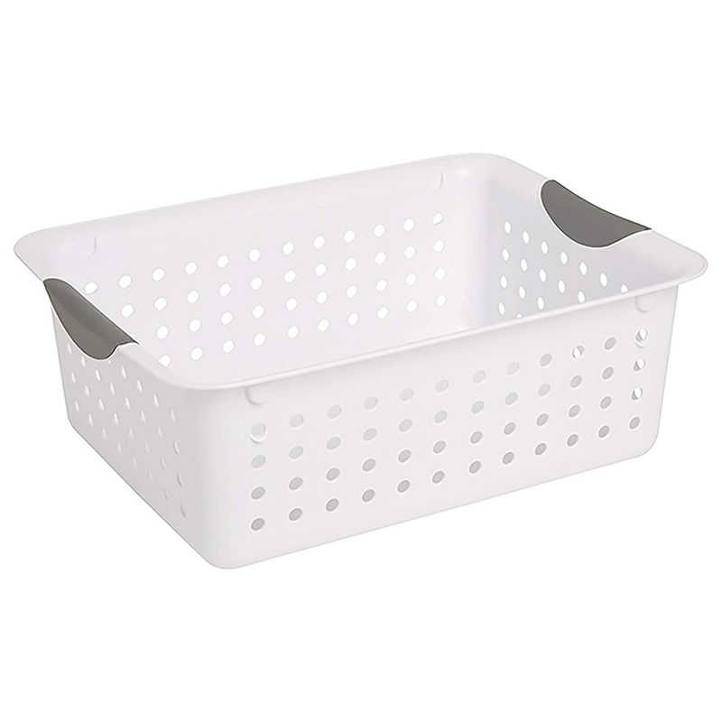 Sterilite Ultra Ventilated Open Top Plastic Storage Organizer Basket with Gray Contoured Carrying Handles, 3 of 8