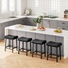 Coucheta Black Counter Height Bar Stools Set of 4, 24 Inch Saddle Barstool with Curved Surface, Leather Kitchen Island Chair for Dining Room Home Bar - 2 of 4