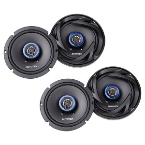Autotek 4 Pack Street Machine 6.5" 2-Way Shallow Car Audio Coaxial Speakers with Neo Mylar Soft Dome Tweeters for Crystal Clear Sound & Poly Cones - 1 of 4