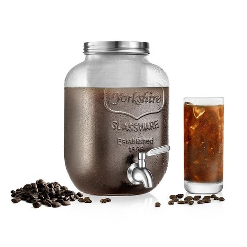 NutriChef 1 Gallon Glass Cold Brew Coffee Maker with Stainless Tap and  Spigot Metal Lid Filters