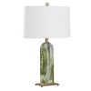Uttermost Moorea Green Marble Table Lamp – Natural Veined Marble with Brass Accents and White Linen Shade, 28” High - 4 of 4