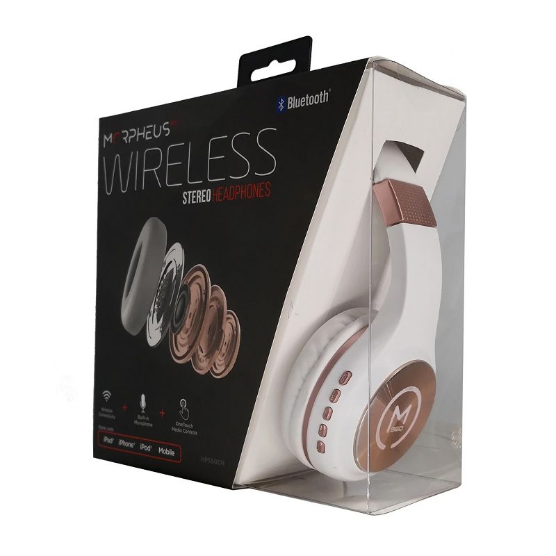 Morpheus 360 Serenity HP5500R Wireless Over-the-Ear Headphones Bluetooth 5.0 Headset with Microphone, White with Rose Gold Accents, 5 of 6