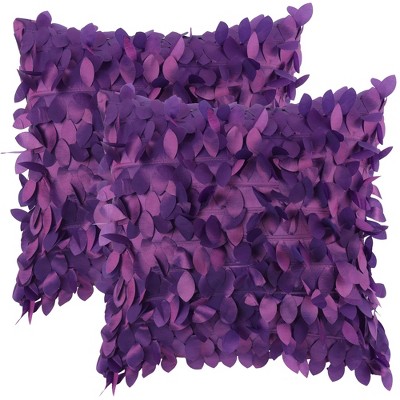Unique Bargains Indoor Outdoor Solid 3D Sequins Leaf Color Throw Pillow Cover 2 Pcs