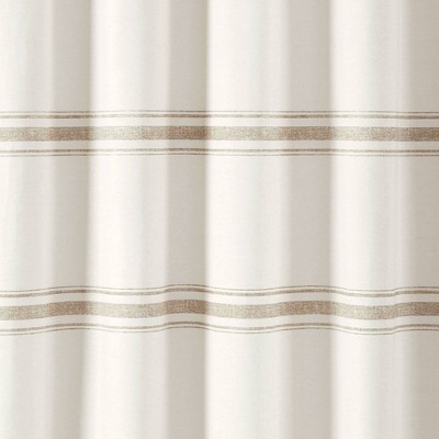 Neutral Striped Cotton Farmhouse Shower Curtain 72" x 72"