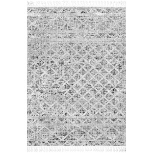 Nuloom Dottie Moroccan 4x6 Shag Indoor Area Rug for Living Room Bedroom Dining Room Nursery Kitchen, Grey/Ivory - 1 of 4
