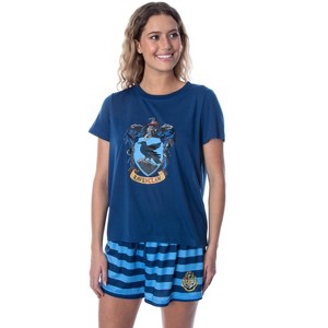 Harry Potter Women's Hogwarts Castle Shirt and Shorts Pajama Set - All 4 Houses - 1 of 4