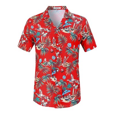 Clearlove Men's Hawaiian Shirt Short Sleeves Printed Button Down Summer Beach Dress Shirts