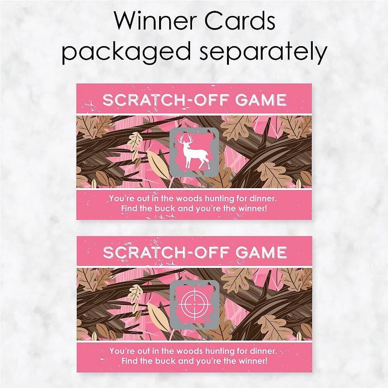 Big Dot of Happiness Pink Gone Hunting - Deer Hunting Girl Camo Baby Shower or Birthday Party Game Scratch Off Cards - 22 Count, 3 of 7