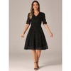 Allegra K Women's Metallic Stars Ruched Sleeve Elastic Waist V Neck A-line Dress - 4 of 4