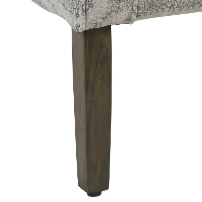 Gray Medallion Barrel Accent Chair with Wood Legs