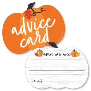Big Dot of Happiness Fall Pumpkin - Pumpkin Wish Card Halloween or Thanksgiving Baby Shower Activities - Shaped Advice Cards Game - Set of 20 - 1 of 4