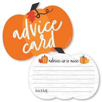Big Dot of Happiness Fall Pumpkin - Pumpkin Wish Card Halloween or Thanksgiving Baby Shower Activities - Shaped Advice Cards Game - Set of 20