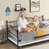 Twin Daybed with Trundle, Heavy-Duty Metal Frame, 6-Wheel Pull-Out, Sweetheart Design, Metal Slats, Guest Sofa Bed for Bedroom/Living Room, White - 2 of 4