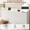Boucle Bed Frame with Storage Headboard, Charging Station and LED Lights, No Box Spring Needed, 4 Storage Drawers - 4 of 4