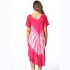 Embroidered Mesh Sleeve Tie Dye Dress (Large, Fuchsia / Pink) - 3 of 3