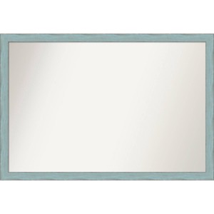 38" x 26" Non-Beveled Sky Blue Rustic Wood Bathroom Wall Mirror - Amanti Art - 1 of 4