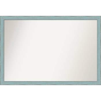 38" x 26" Non-Beveled Sky Blue Rustic Wood Bathroom Wall Mirror - Amanti Art