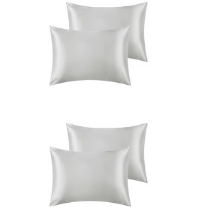 Unique Bargains Satin Breathable Envelope Closure Pillowcase Cover 4 Pcs - 1 of 4