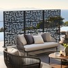 Wooakway 72"H 47"W 16"D Metal Outdoor Privacy Screen Freestanding Patio Decorative Screens - 2 of 4