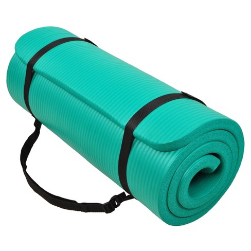 Signature Fitness 71 x 24 x 1-Inch Extra Thick High Density Foam Anti-Tear  Non-Slip Exercise Fitness Yoga Mat with Carrying Strap, Green