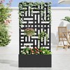 SpassWay Black Metal Planter Box with Trellis Raised Garden Bed with Arbor Privacy Screen with Wheels - 2 of 4