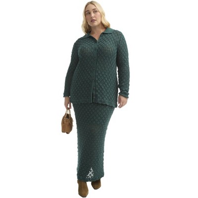 June + Vie by Roaman's Women's Plus Size Button-Down Collared Shirt