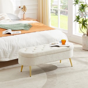 Velvet fabric storage Ottoman chair, with legs, easy to assemble, living room entrance shoe bench, bedroom entrance - 1 of 4