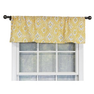 RLF Home Geo Tailored 100% Cotton with Fully Lined 3" Rod Pocket Valnance for Windows 50" x 14" Yellow - 1 of 4