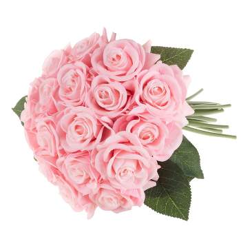 Pure Garden 18Pc Real Touch Rose Artificial Flowers with Stems