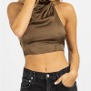 Women's SILKY OPEN BACK CROP TOP - OLIVACEOUS - 3 of 4