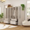 FUFU&GAGA Modern Simple Wardrobe Frosted Glass Door Combination Clothes Storage Cabinet White - 3 of 4
