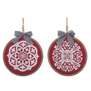 Transpac Wood 12.5 in. Multicolored Christmas Fancy Ornament Decor Set of 2 - 1 of 2