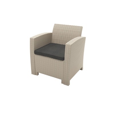All-Weather 4-Person Beige Rattan Wicker Patio Conversation Set with Dark Gray Cushions