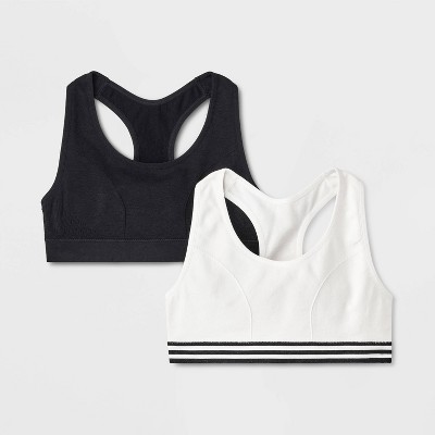 Girls 2pk Sports Bra Cat Jack White Black S