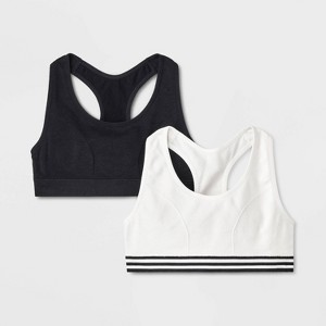 Girls' 2pk Sports Bra - Cat & Jack™ White/Black - 1 of 3