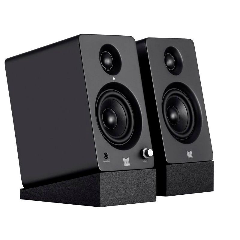 Monolith MM-3 Powered Multimedia Speakers - Black (Pair) With AptX Bluetooth, Fron Headphone Jack, Digital Calss D, 3 of 7