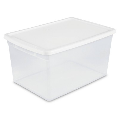 66qt Storage Bin Clear with White Lid - Room Essentials™