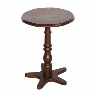 GlasFlength Coffee Tables Round Side Table Small Drink Table Small Accent Pedestal Table for Living Room Corners, Brown, 15.75"*15.75"*21.65" - 1 of 4