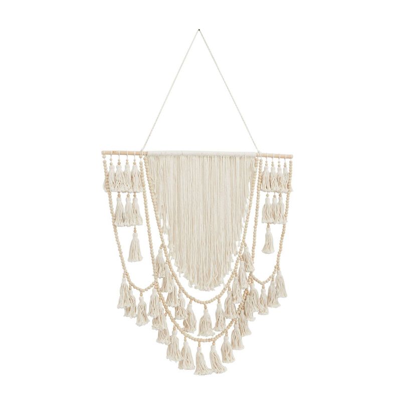 Cotton Macrame Weaved Intricately Wall Decor with Beaded Fringe Tassels - Olivia & May, 5 of 7