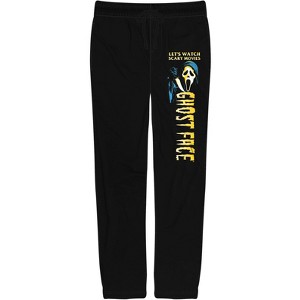 Ghostface Let's Watch Scary Movies Men's Black Sleep Pajama Pants - 1 of 3