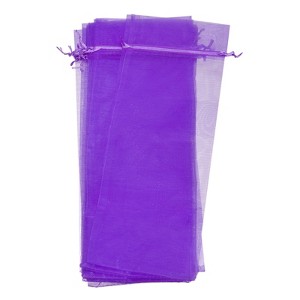 Unique Bargains Sheer Mesh Drawstring Gift Pouches Organza Wine Bags 12 Pcs 14.5"x5.5" - 1 of 4