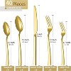 BRINJOY 40-Piece Gold Cutlery Set - 8-Person Deluxe Square-Edge Stainless Steel Flatware, Heavy-Duty Mirror Polished Flatware - 3 of 4