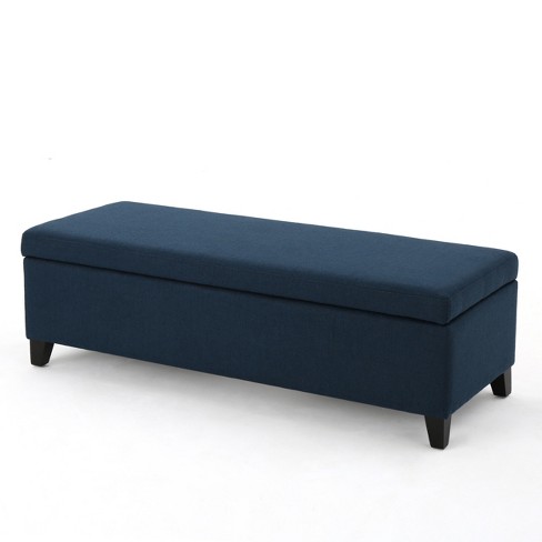 Dark blue store storage bench