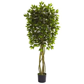 Nearly Natural 6’ Ficus Artificial Tree In Decorative Planter : Target