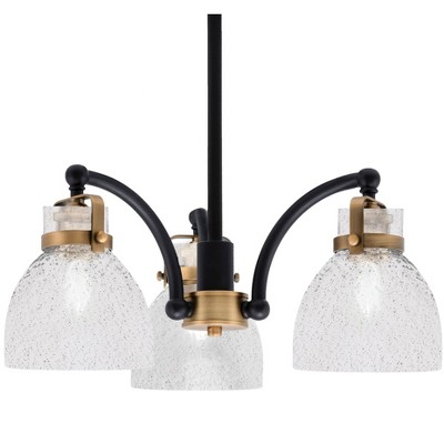 Toltec Lighting Easton 3 - Light Chandelier in  Matte Black/Brass with 6" Smoke Bubble Shade